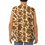 Brown Cow Print Sleeveless Baseball Jersey
