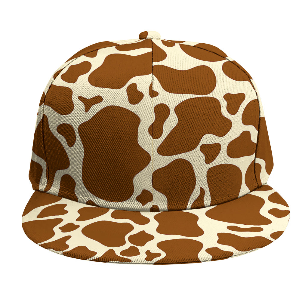 Brown Cow Print Snapback Cap
