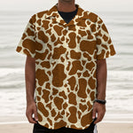 Brown Cow Print Textured Short Sleeve Shirt