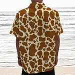 Brown Cow Print Textured Short Sleeve Shirt