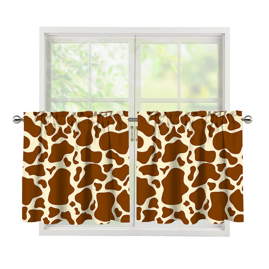 Brown Cow Print Tier Curtains
