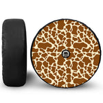 Brown Cow Print Tire Cover With Camera Hole