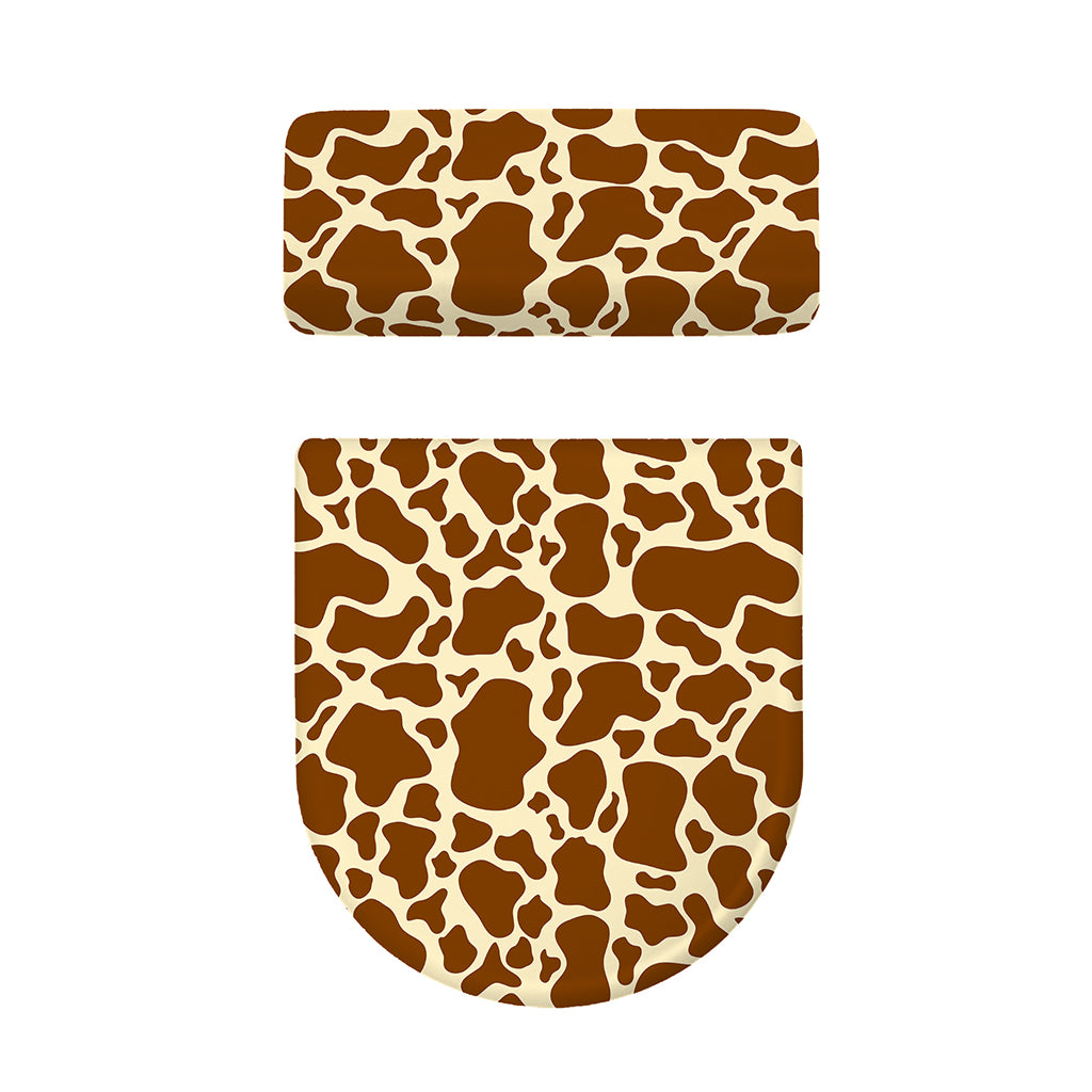 Brown Cow Print Toilet Lid And Tank Cover Set
