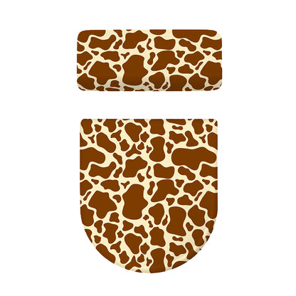 Brown Cow Print Toilet Lid And Tank Cover Set