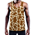 Brown Cow Print Men's Workout Tank Top