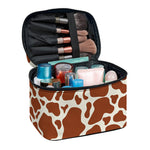 Brown Cow Print Travel Makeup Bag