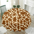 Brown Cow Print Waterproof Round Tablecloth