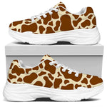 Brown Cow Print White Chunky Shoes