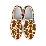 Brown Cow Print White Slip On Sneakers
