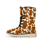 Brown Cow Print Winter Boots