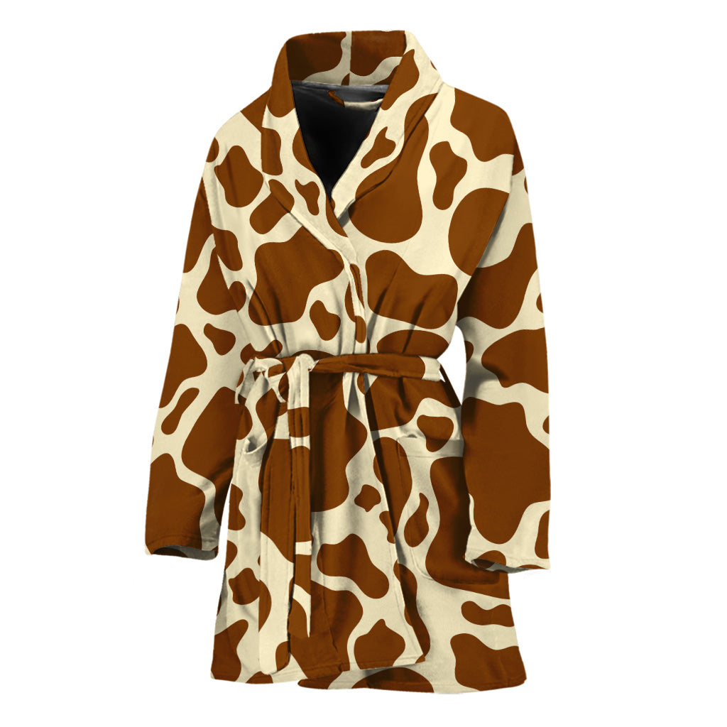 Brown Cow Print Women's Bathrobe