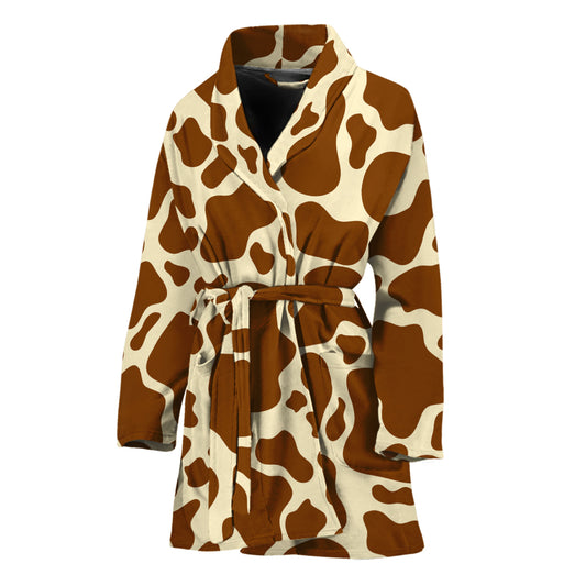 Brown Cow Print Women's Bathrobe