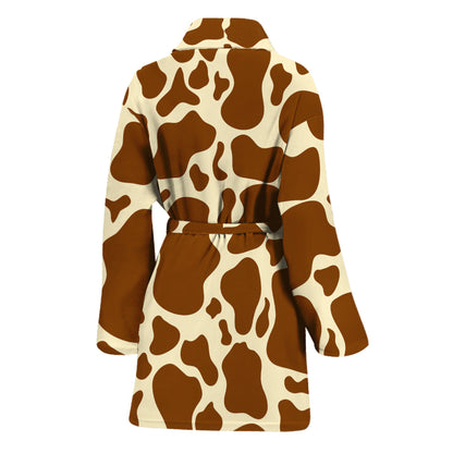 Brown Cow Print Women's Bathrobe