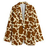 Brown Cow Print Women's Cotton Blazer