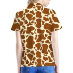 Brown Cow Print Women's Polo Shirt