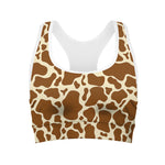 Brown Cow Print Women's Sports Bra