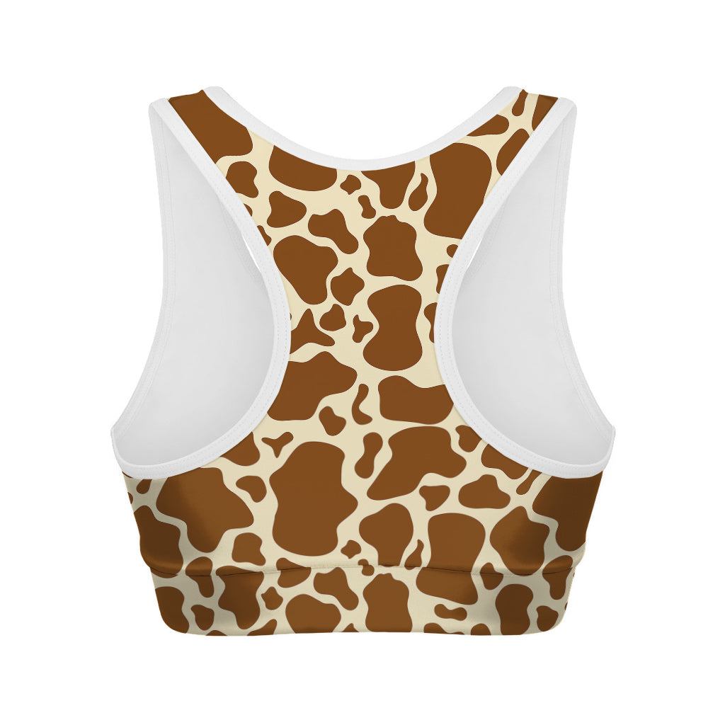 Brown Cow Print Women's Sports Bra