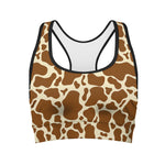 Brown Cow Print Women's Sports Bra