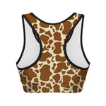 Brown Cow Print Women's Sports Bra