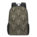 Brown Damask Pattern Print 17 Inch Backpack
