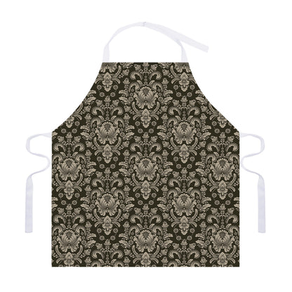 Brown Damask Pattern Print Adjustable Apron