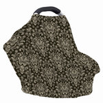 Brown Damask Pattern Print Baby Seat Cover