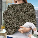 Brown Damask Pattern Print Baby Seat Cover