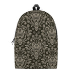Brown Damask Pattern Print Backpack