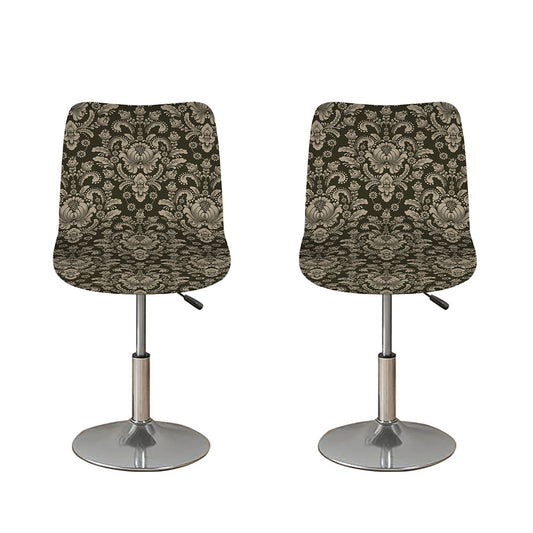 Brown Damask Pattern Print Bar Stool Covers