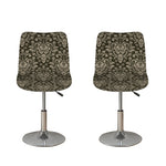 Brown Damask Pattern Print Bar Stool Covers