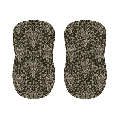 Brown Damask Pattern Print Bar Stool Covers