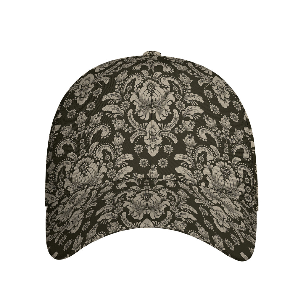 Brown Damask Pattern Print Baseball Cap