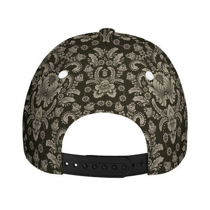 Brown Damask Pattern Print Baseball Cap