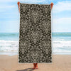 Brown Damask Pattern Print Beach Towel