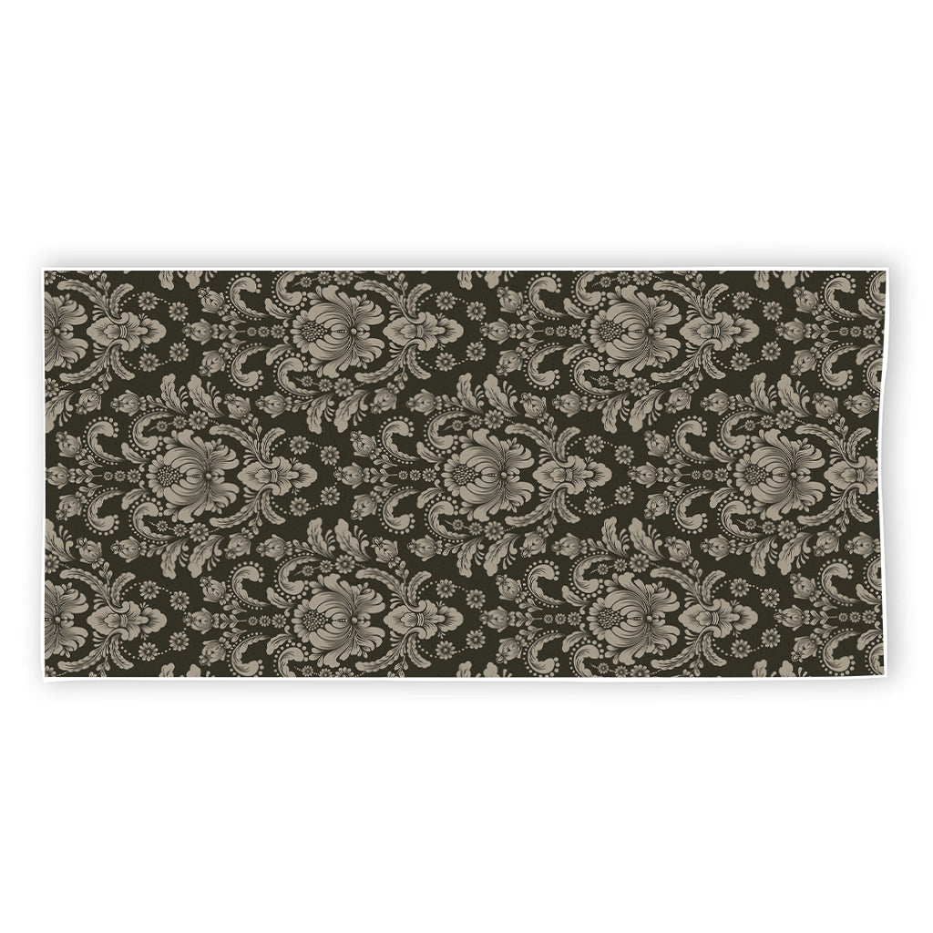 Brown Damask Pattern Print Beach Towel