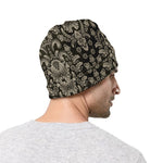 Brown Damask Pattern Print Beanie
