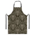 Brown Damask Pattern Print Bib Apron With Pocket