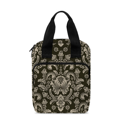 Brown Damask Pattern Print Bible Tote Bag