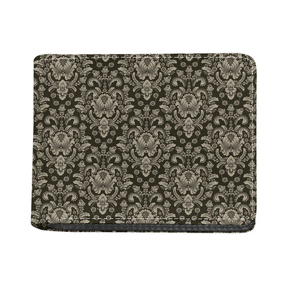 Brown Damask Pattern Print Bifold Wallet