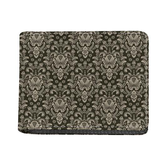 Brown Damask Pattern Print Bifold Wallet