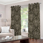 Brown Damask Pattern Print Blackout Grommet Curtains