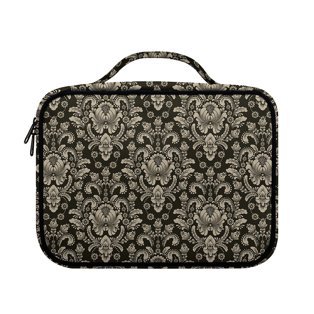 Brown Damask Pattern Print Briefcase Bible Bag