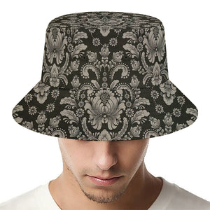 Brown Damask Pattern Print Bucket Hat