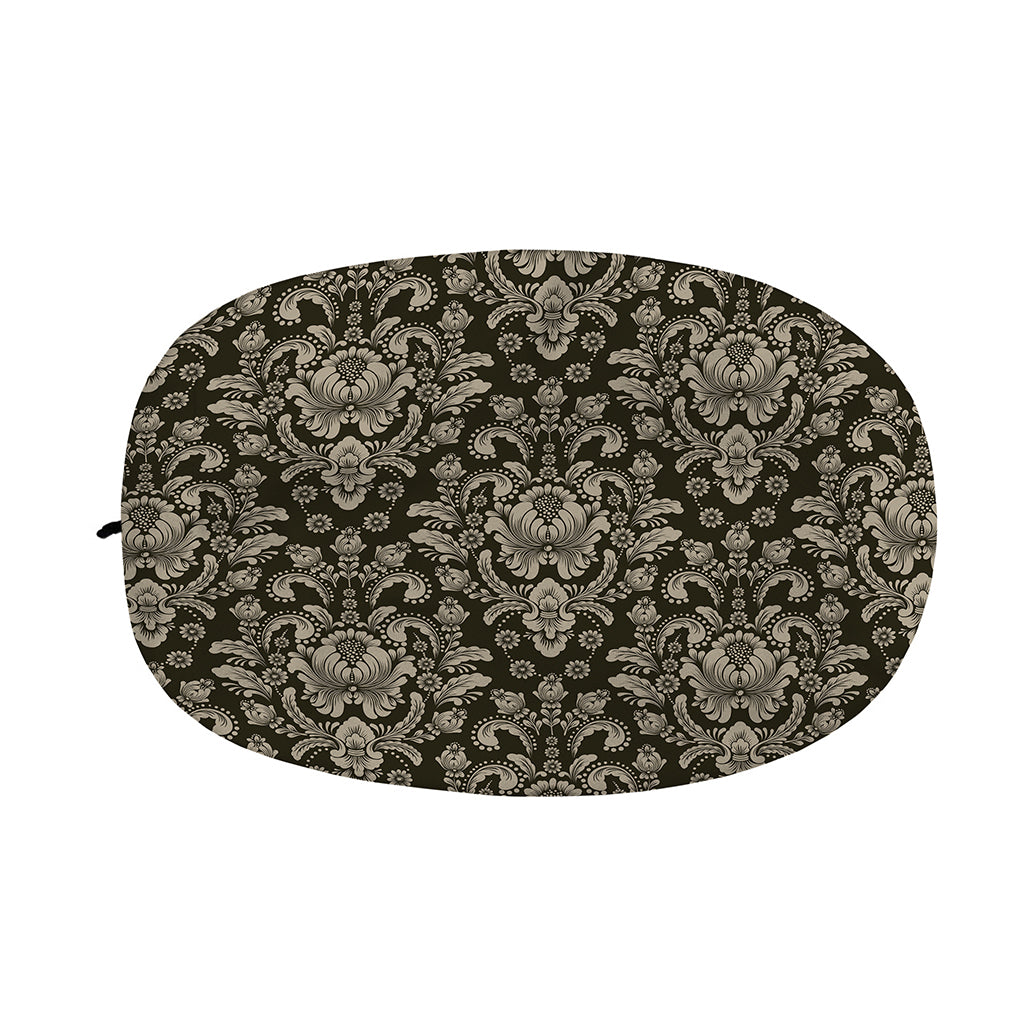 Brown Damask Pattern Print Car Side Mirror Covers