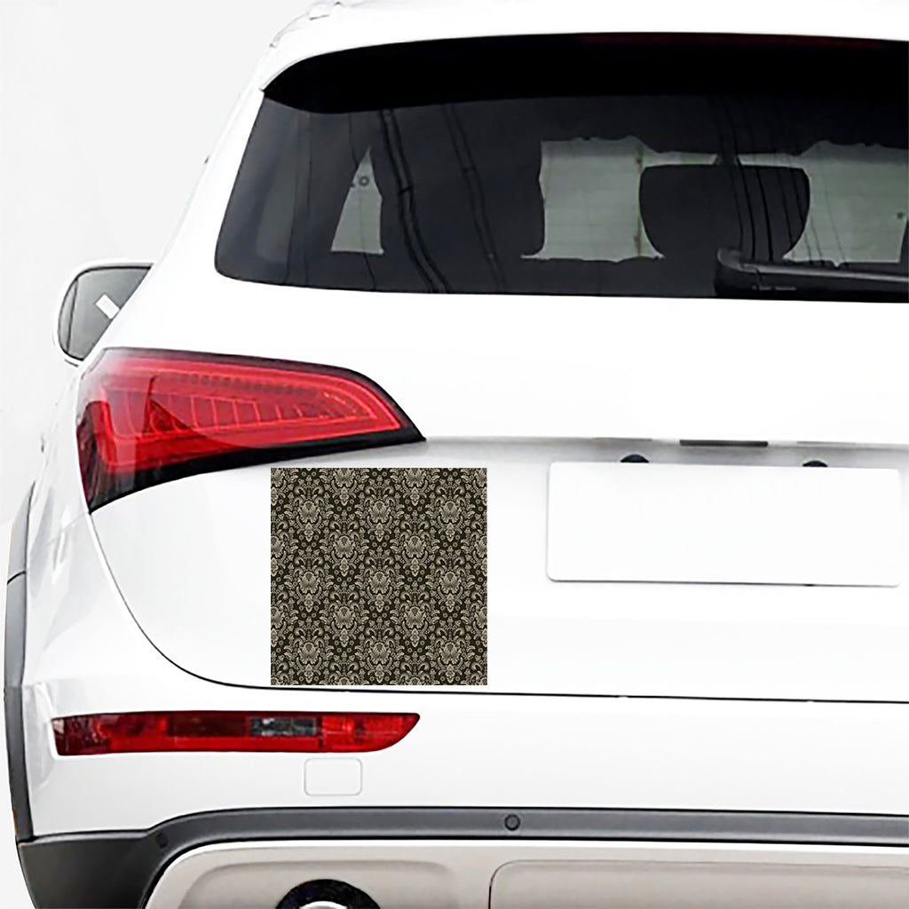 Brown Damask Pattern Print Car Sticker