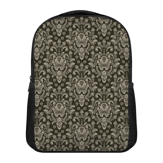 Brown Damask Pattern Print Casual Backpack