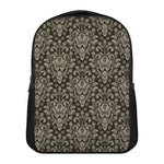 Brown Damask Pattern Print Casual Backpack