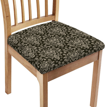 Brown Damask Pattern Print Chair Cushion Cover