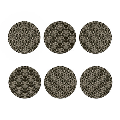 Brown Damask Pattern Print Coaster Set