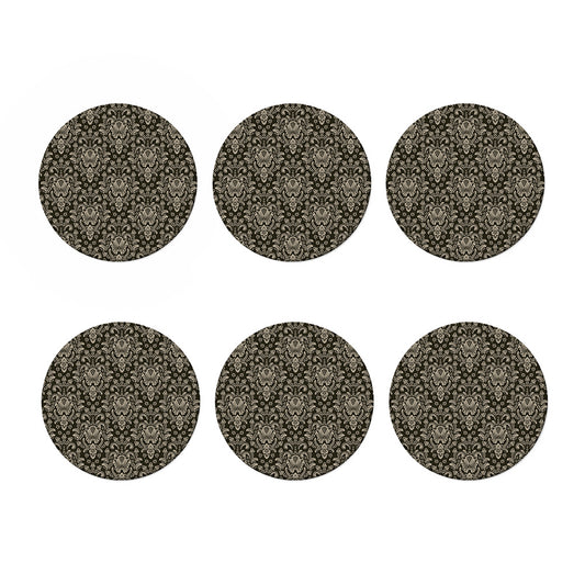 Brown Damask Pattern Print Coaster Set